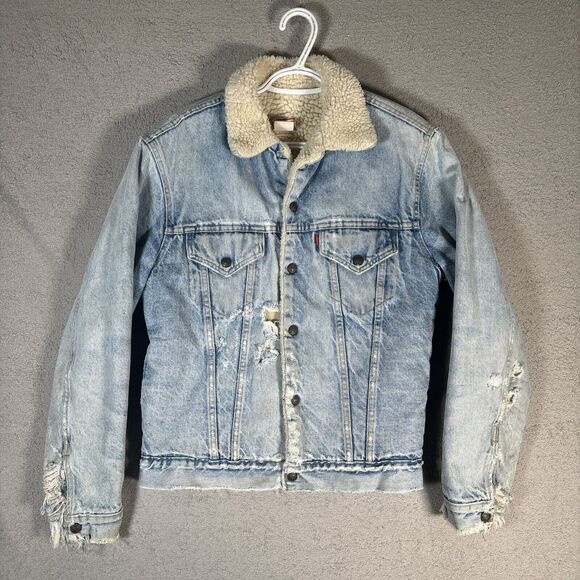 Vintage Levi’s Type 3 Trucker Jacket Sherpa Lined Distressed Size 40 Grunge - Picture 1 of 16